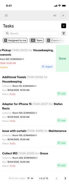 tasks swipe